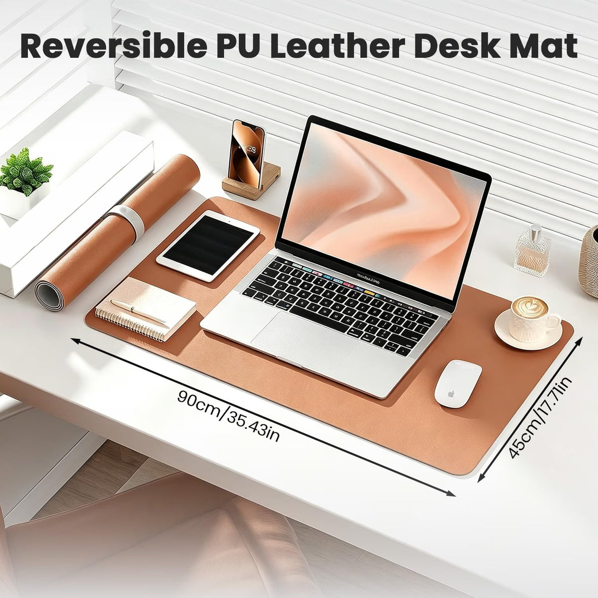 ZORBES Large PU Leather Desk Mat 90×45cm