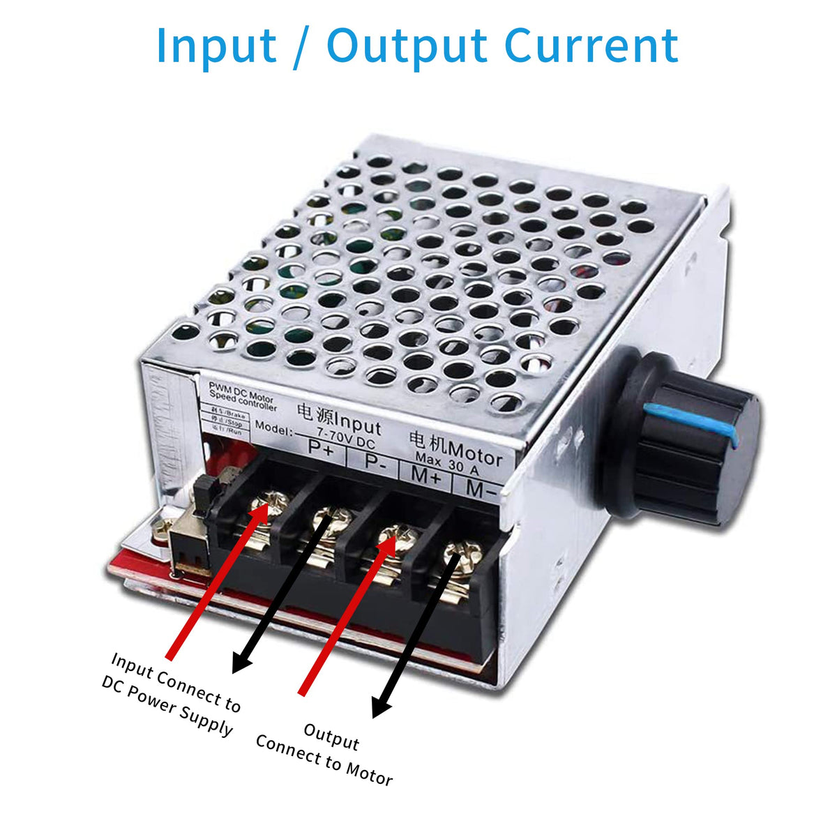 ZORBES® PWM DC-Motor Controller PWM DC Motor Speed Controller Switch Control 12V 24V 36V 48V with 30 Amp Fuse for DC