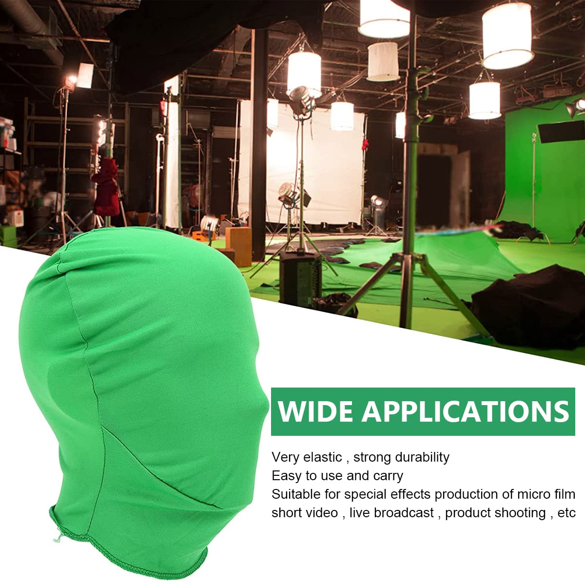 Verilux Green Screen Photography Props Green Headcover and Long Sleeve Gloves Chroma Key Special Effects Background Chroma Keying Green Gloves and Head Cover for Digital Image and Video Editing