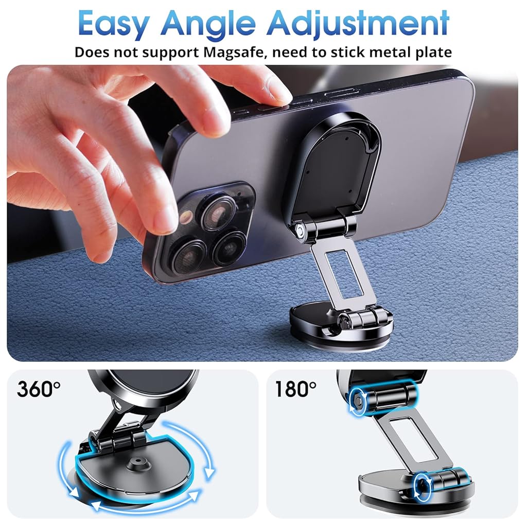 ZORBES® Magnetic Phone Holder for Car Dashboard Folding Magnetic Phone Holder Self Adhesive Car Phone Mount 360 Degree Rotation Magnetic Phone Holder