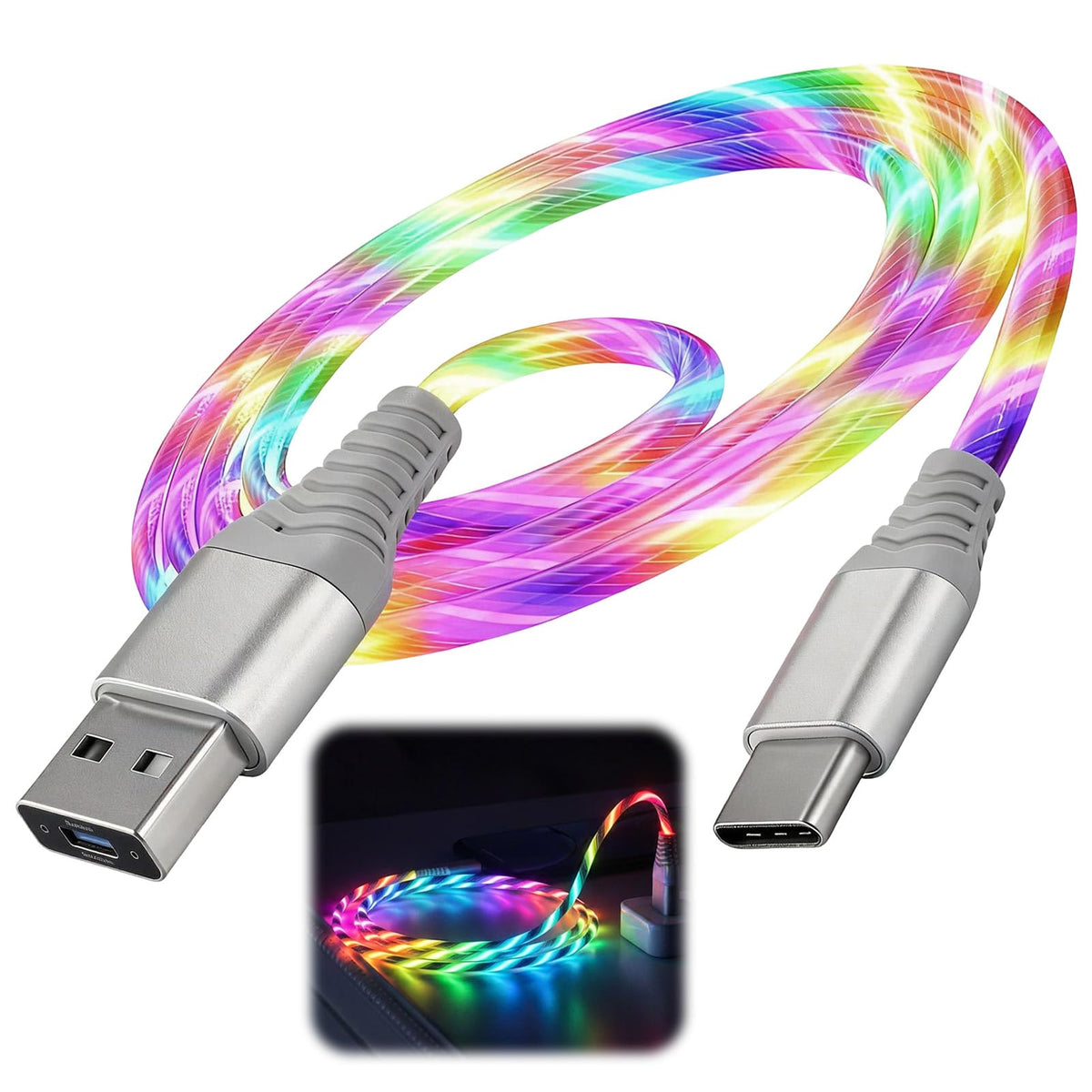 Verilux® LED Glow USB-A to USB-C Charging Cable