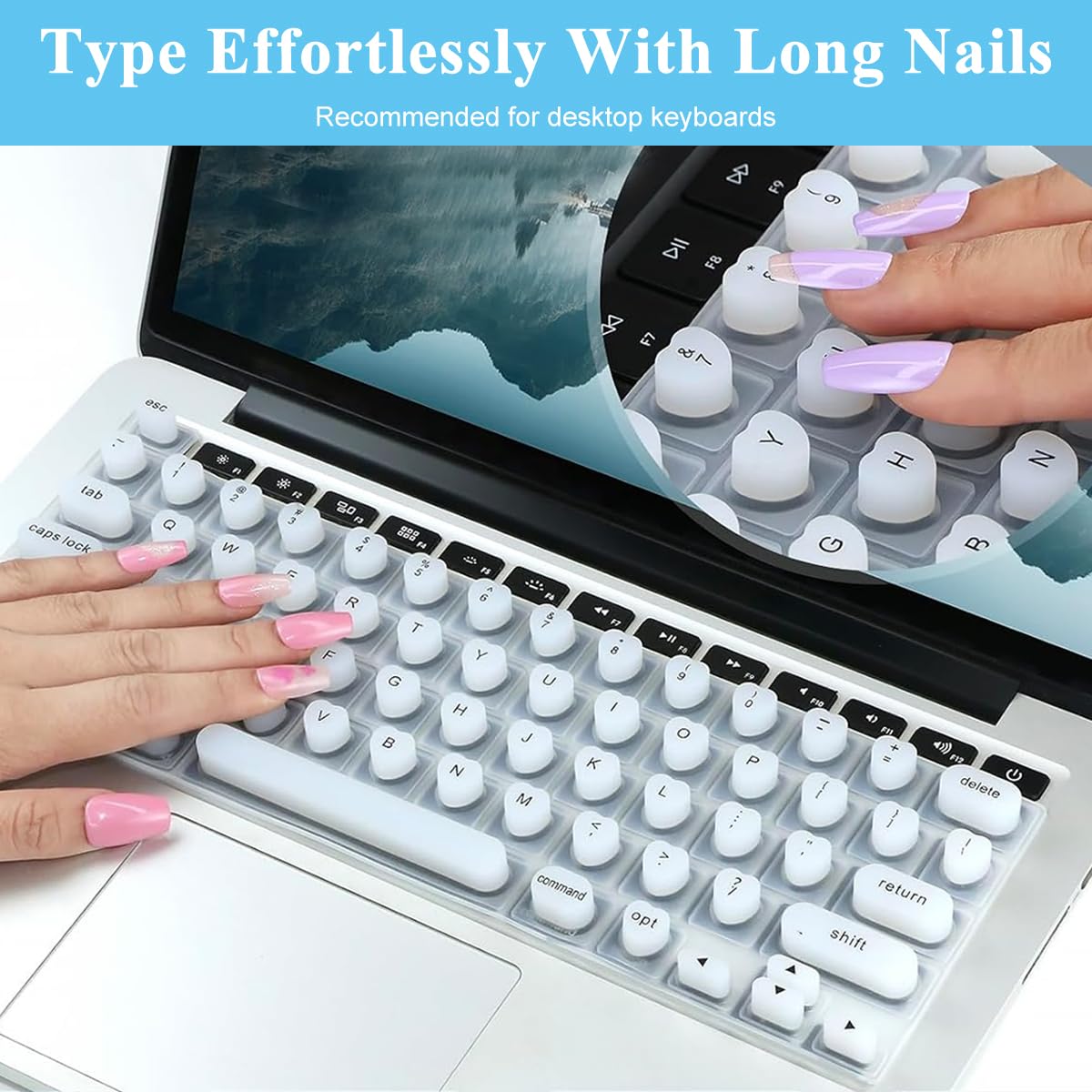 ZORBES Raised Key Stickers for Long Nails