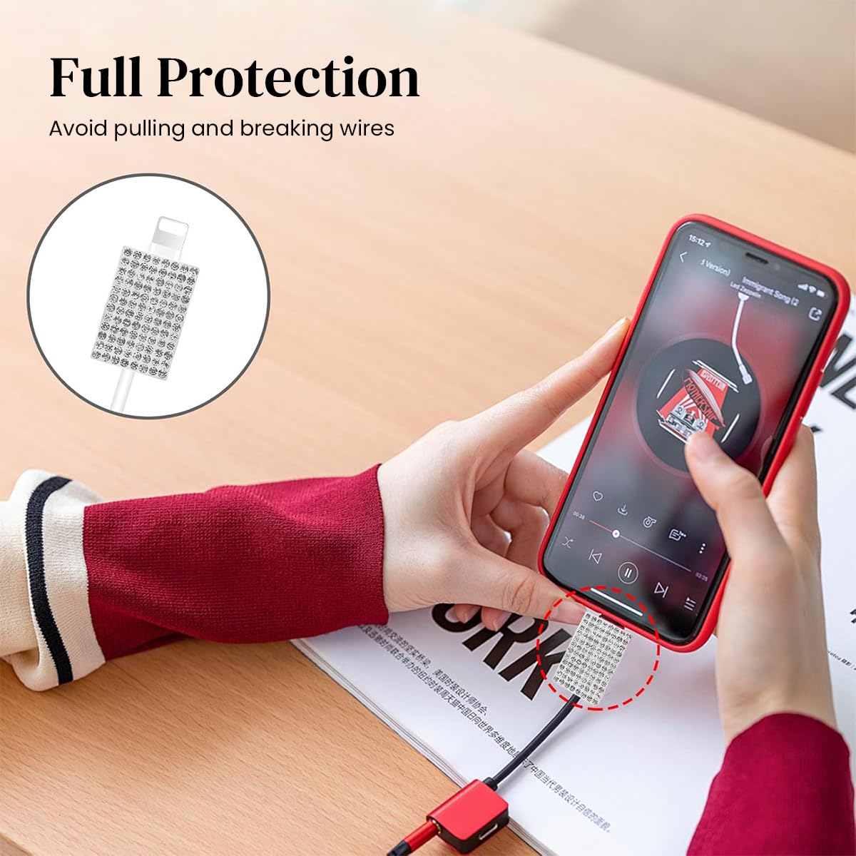 Verilux® Set of 3 Fashion Rhinestone Charger Protector Skin Cover & Charging Cable Protector for iPhone 15 20W, Anti-Scratch Charger Adapter Protector Charging Cable Sleeve, for iPhone Accessories