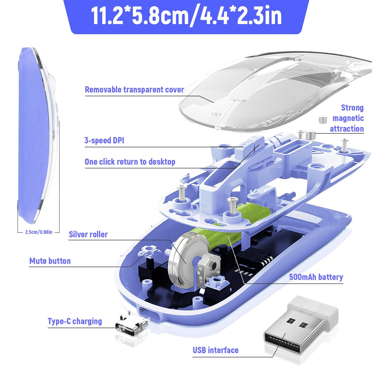 Verilux® Transparent Wireless Mouse