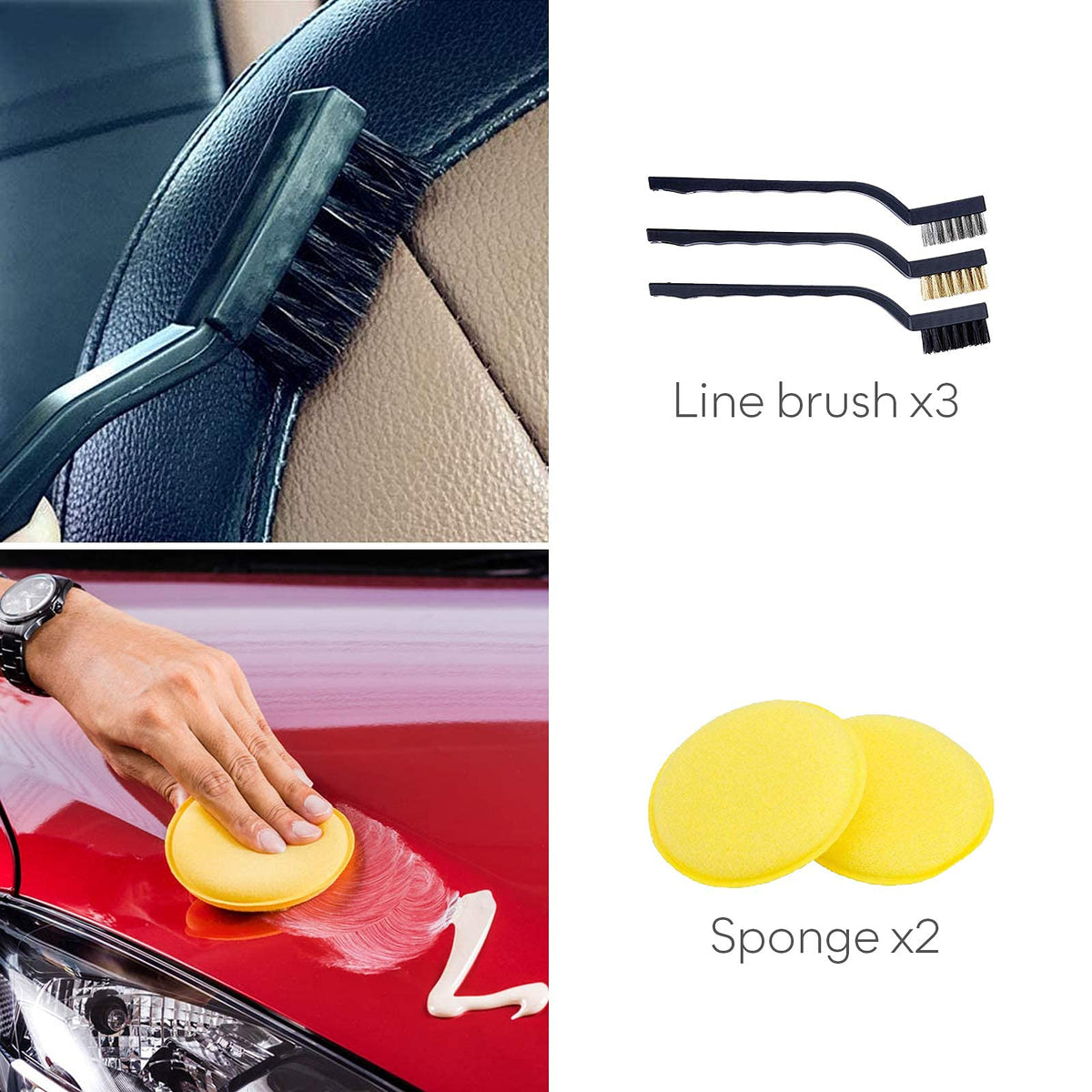 ZORBES® 6 Pcs Auto Detailing Electric Drill Brush Set for Tire, Car Crevice,Bathroom Kitchen Clean Tool Kit with Free Microfiber Towel