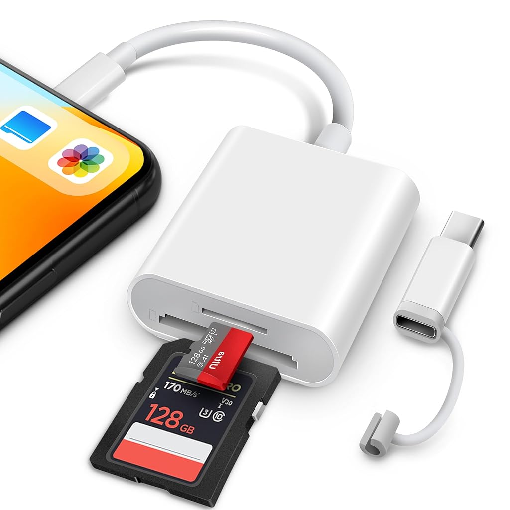 ZORBES® SD Card Reader for iPad, Lightening& USB-C Dual Connector Memory SD Card Adapter