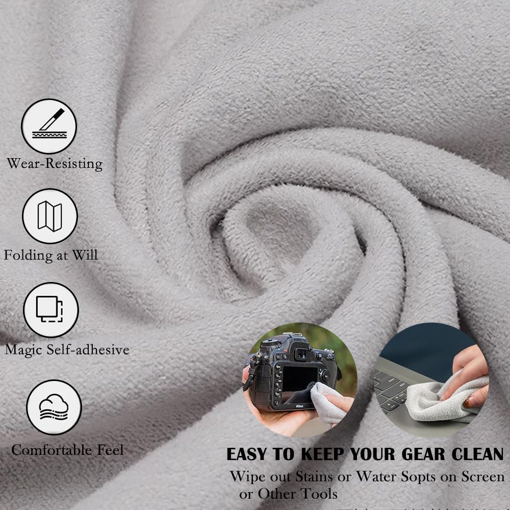 ZORBES® Camera Lens Wrapping Cloth 45x45cm Magic Grippy Multi-Use Fashion Print Design Non-Slip Waterproof Silicone-Coated Organizer Wrap for Tools Gears Accessories 2PCS