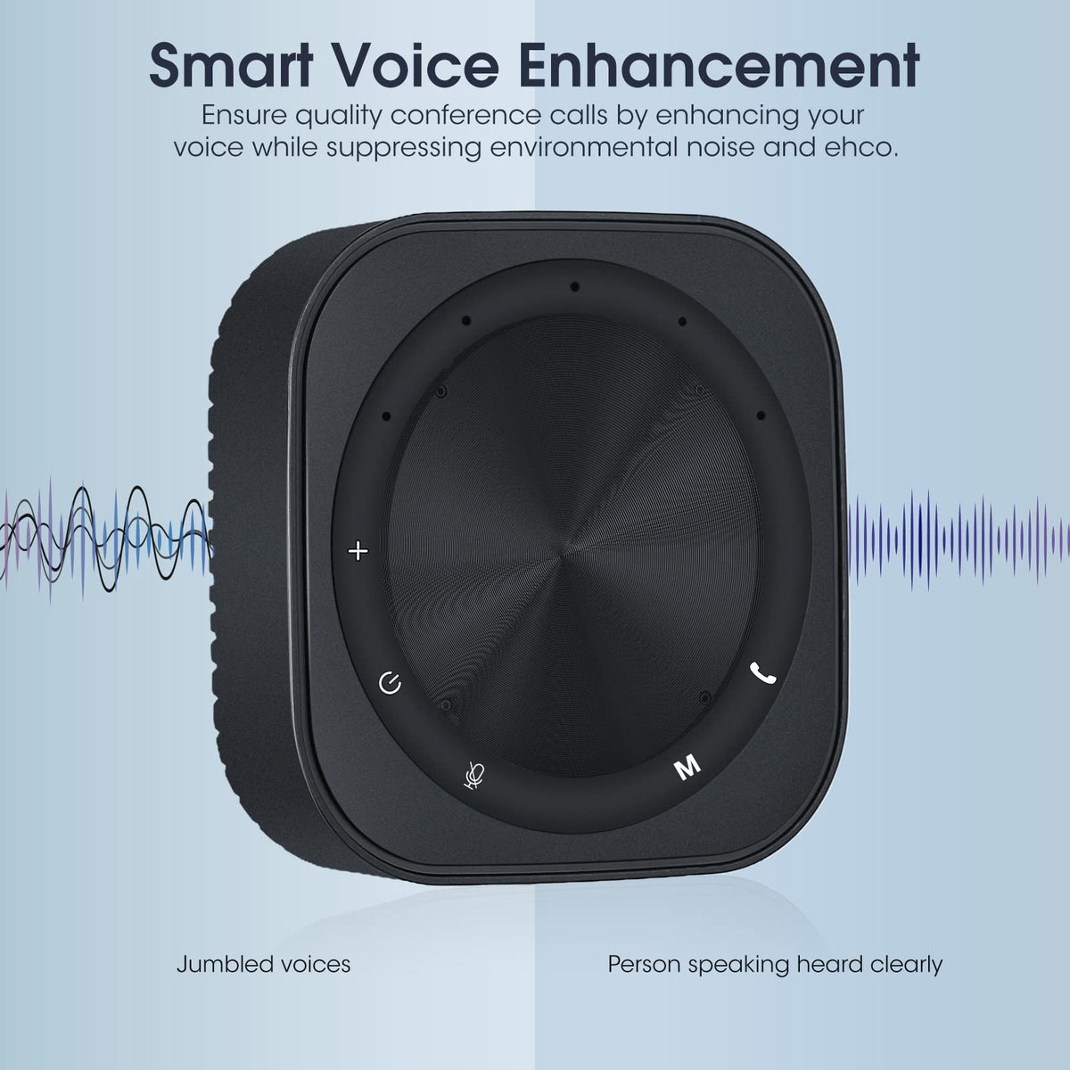 Verilux Omnidirectional Conference Speaker for Home Office with Built in 4 Mic Voice Pickup and Noise Reduction