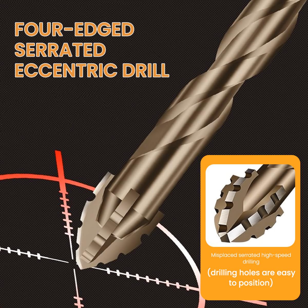 Serplex® 7Pcs Alloy Steel Carbide Drill Bits for Ceramic Tiles, Ceramic, Glass Marble Concrete 3/4/5/6/8/10/12mm High Impact 4-Edge Sawtooth Power Drill Bits Hex Shank Hole Opener Bit
