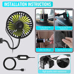 Verilux USB Fan for Car Back Seat with 3 Speed Flexible Arm Controller | 5V Plug and Play 2PCS