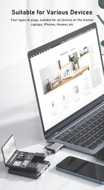 ZORBES® Card Reader for iPhone OTG SD Card Reader Support USB A, USB C, Micro USB & Light-ing Interface Multifunctional Card Reader & Card Storage Box for TF/SD Card, SIM Card, Card Pin Storage