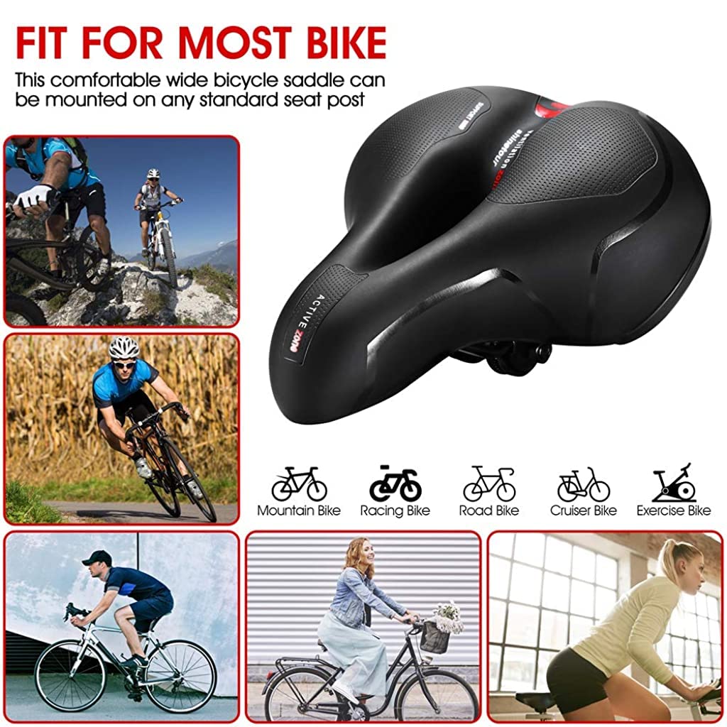 ZORBES® Black Waterproof and Breathable Cycle Seat for Mountain Bike with Red Reflective Safety Strip with Memory Foam