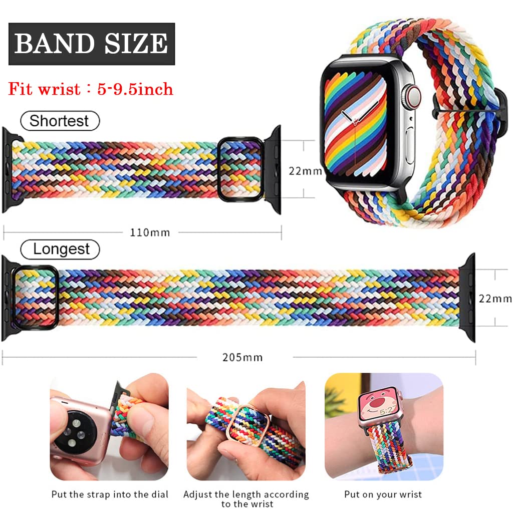 ZORBES® for Apple Watch Band, Braided Solo Loop Watch Strap Compatible with Apple Watch Straps 49mm 45mm 44mm 42mm, Adjustable Breathable Elastic Nylon Straps for iWatch Series Ultra 8 7 6 5 4 3 2 SE