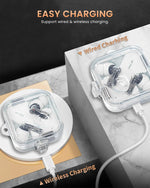 ZORBES® Protective Case for Nothing Ear 2, Shockproof PC Case for Nothing Ear 2 Charging Case, Safety Buckle Design, Fashion Transparent Protective Skin Cover with Lanyard and Keychain