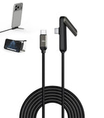 Verilux® USB C to USB C Cable, 5ft 240W Fast Charging Cable with Folding Integrated Phone Holder, Nylon Braided Cable with Right-Angle Connector, Universal Charging Cable for Phone 15/16/17, Android