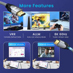 Verilux HDMI 2.1 Cable for Gaming and 8K Streaming 6.6 ft with 48Gbps Speed | Braided Nylon and 24K Gold-Plated Connectors