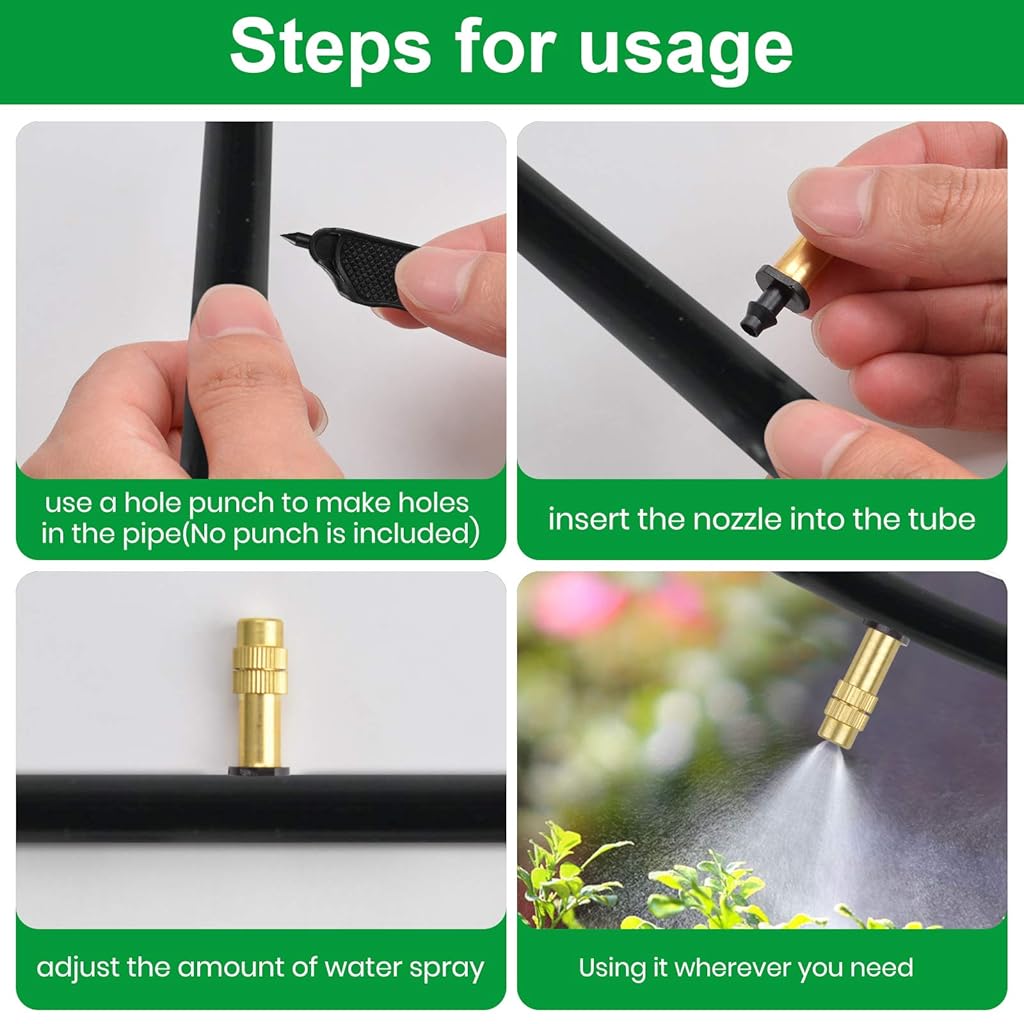 Serplex® Adjustable Water Spray Nozzle Copper 4/7mm Nozzle Water Spray Drip Irrigation Mist Sprayer Micro Sprinkler for Garden Cooling Irrigation Lawn Vegetables Greenhouse - 10 Pcs