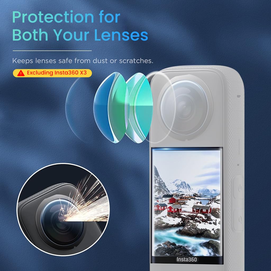 ZORBES® Silicone Skin Cover for Insta 360 X3 Lens Protector Set with Carrying Case Tempered Glass Screen Protection for Insta 360 X3, Screen Film Protector Cover for Insta360 X3