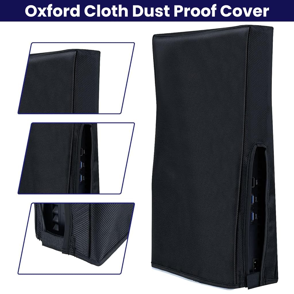 ZORBES® Dust Cover for SONY PS5 Console, Oxford Cloth Dust Proof Cover for Sony PlayStation 5 Game Console Vertical Dust Cover Sleeve for PS5 Accessories Digital Edition & Disc Edition (Black)