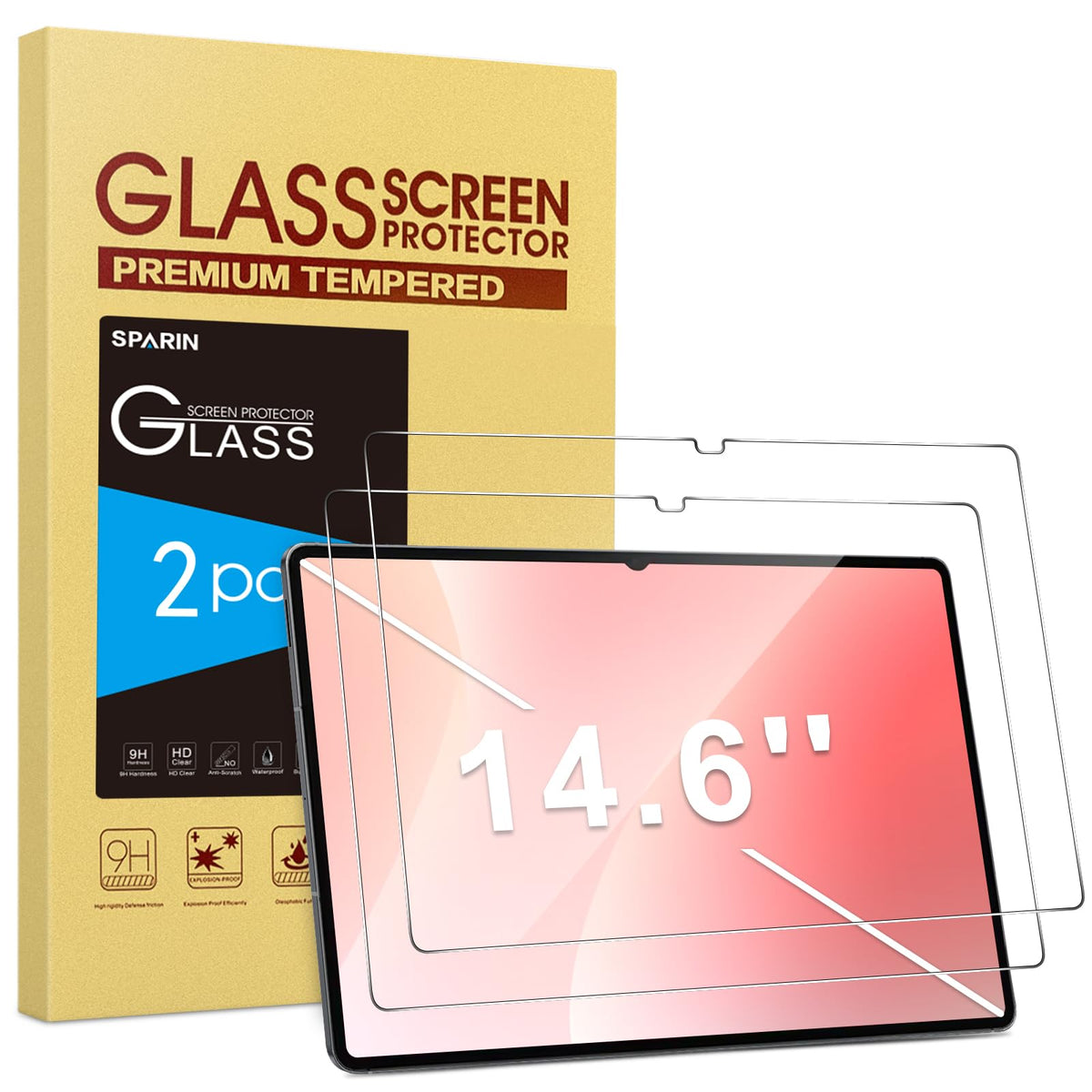 ZORBES® 9H Tempered Glass Screen Protector, Anti-scratch Anti Flare Screen 14.6'' Tablet HD Screen Protectors Compatible with Galaxy Tab S11 Ultra/S10 Ultra/S9 Ultra/S8 Ultra 5G, Pack of 2