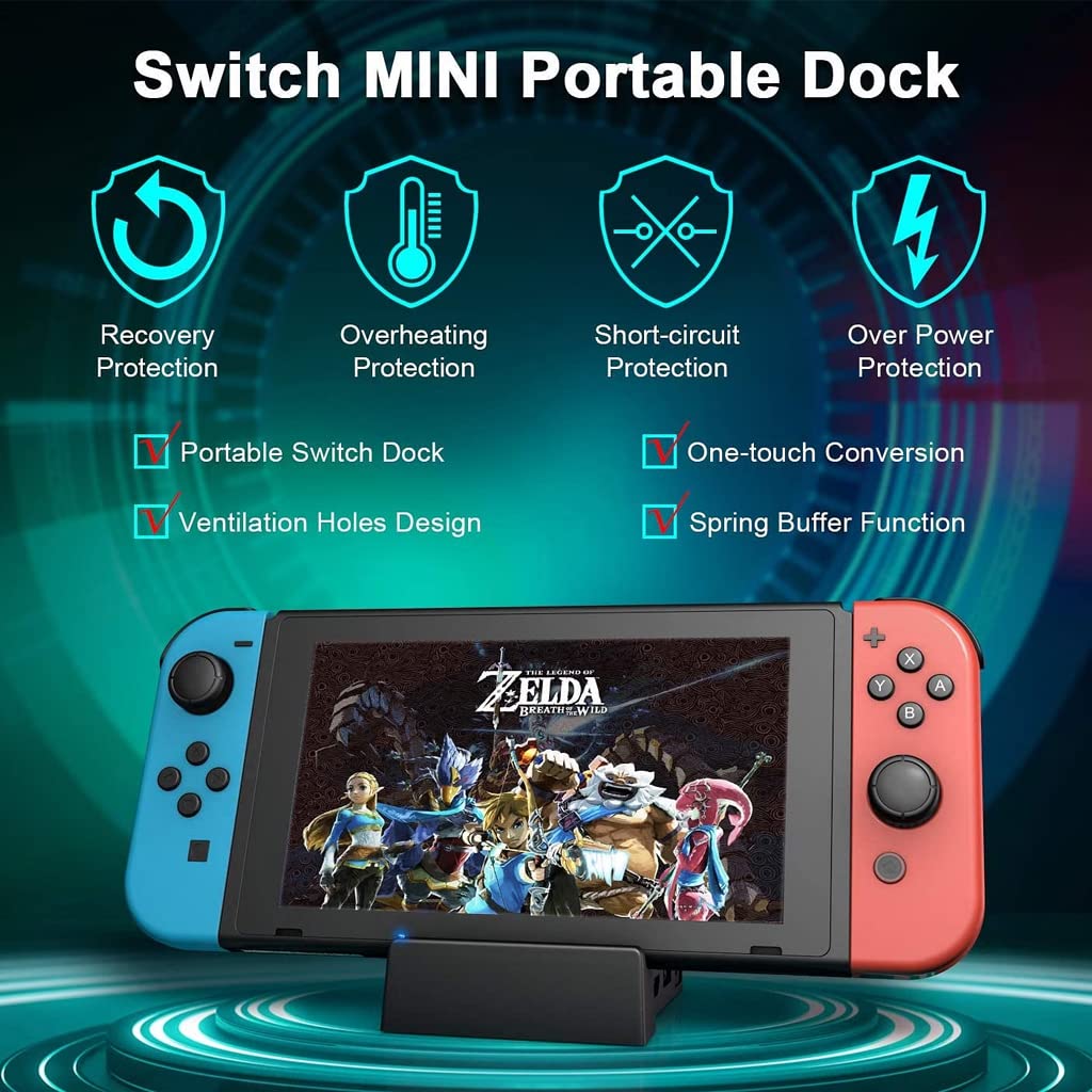 ZORBES® Switch Dock for Switch, Switch Gaming Console Dock, Switch Dock for TV with 4K HDMI/USB 3.0/ USB-C Ports, Immersive Game Experience, Replacement for Official Switch Dock, No Switch Included