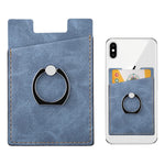 Verilux Phone Card Holder for Smartphones with 360° Rotatable Finger Ring | Blue PU Leather 10.3×6.1 cm