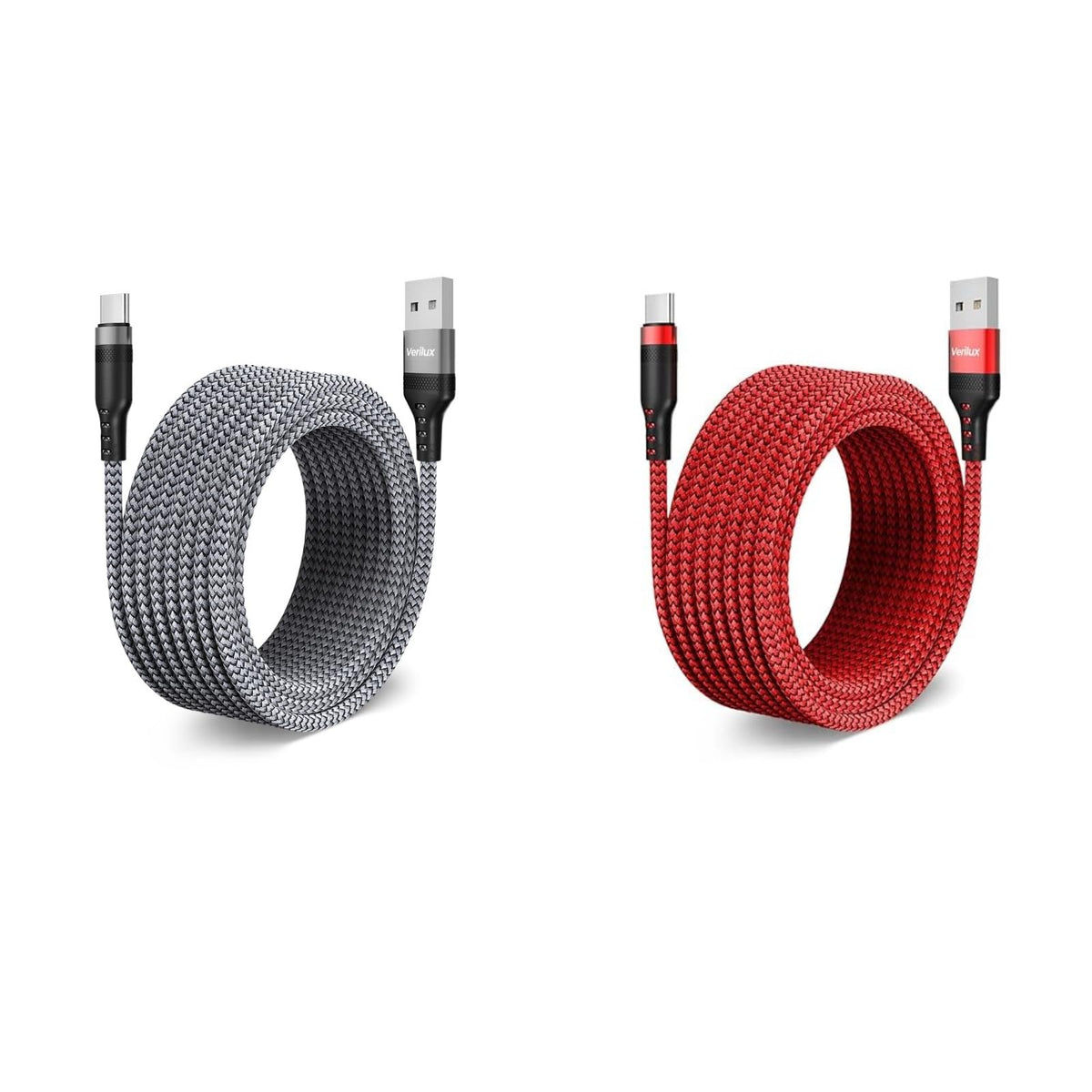 Verilux USB C Charging Cable 16.4ft for Fast 15W 3A PD Charging with Nylon Braided Design