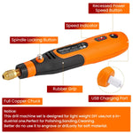 Verilux Mini Cordless Drill Machine with 90PCS Rotary Tool Kit for DIY Crafts | USB Rechargeable