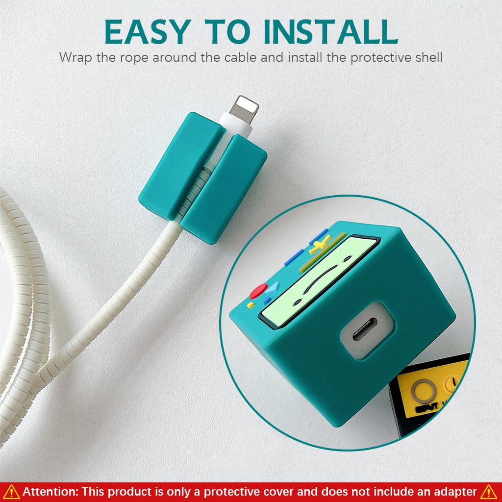 Verilux Charger Protector Set for iPhone with 1.4m Silicone Cable Sleeve and Cartoon Design | 4Pcs Complete Cover