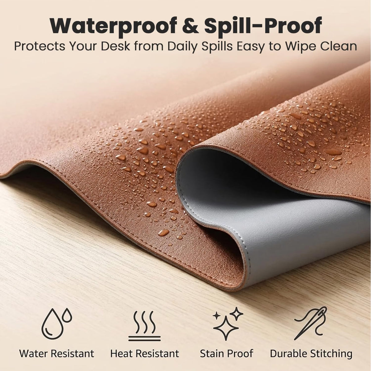 ZORBES Large PU Leather Desk Mat 90×45cm