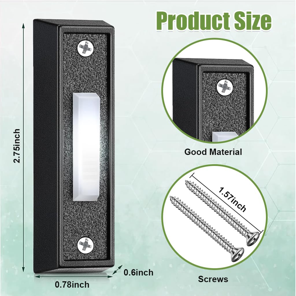 Verilux® Lighted Switch Button for Doorbell Switch Button for Door Bell Wired Door Bell Push Button for Gate Wall Mounted LED Switch Button for Door Bell Auto Roll Shutter Door
