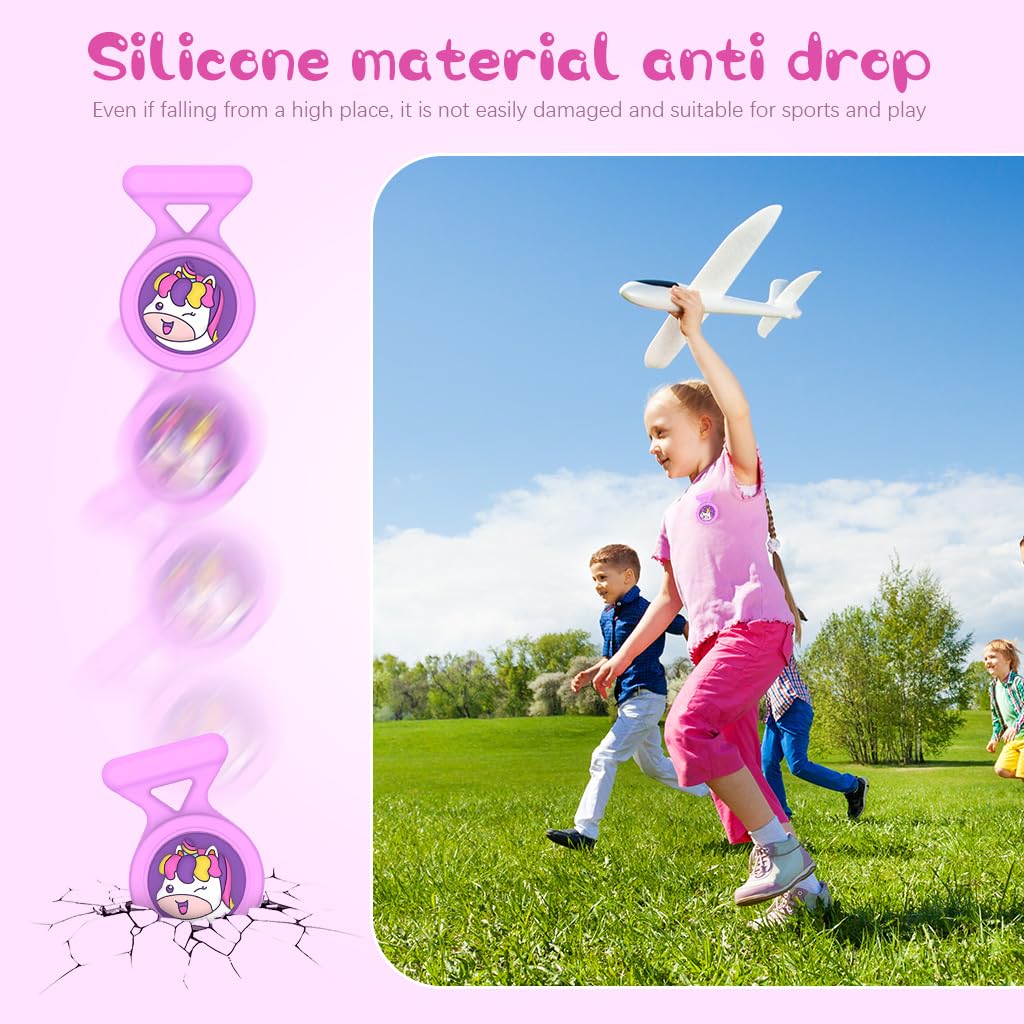 ZORBES® Waterproof AirTag Holder Cartoon Unicorn Purple Brooch Pin AirTag Holder Silicone Waterproof AirTag Holder Anti-Lost Brooch Pin AirTag Holder for Kids, Luggage, Bag, Backpack