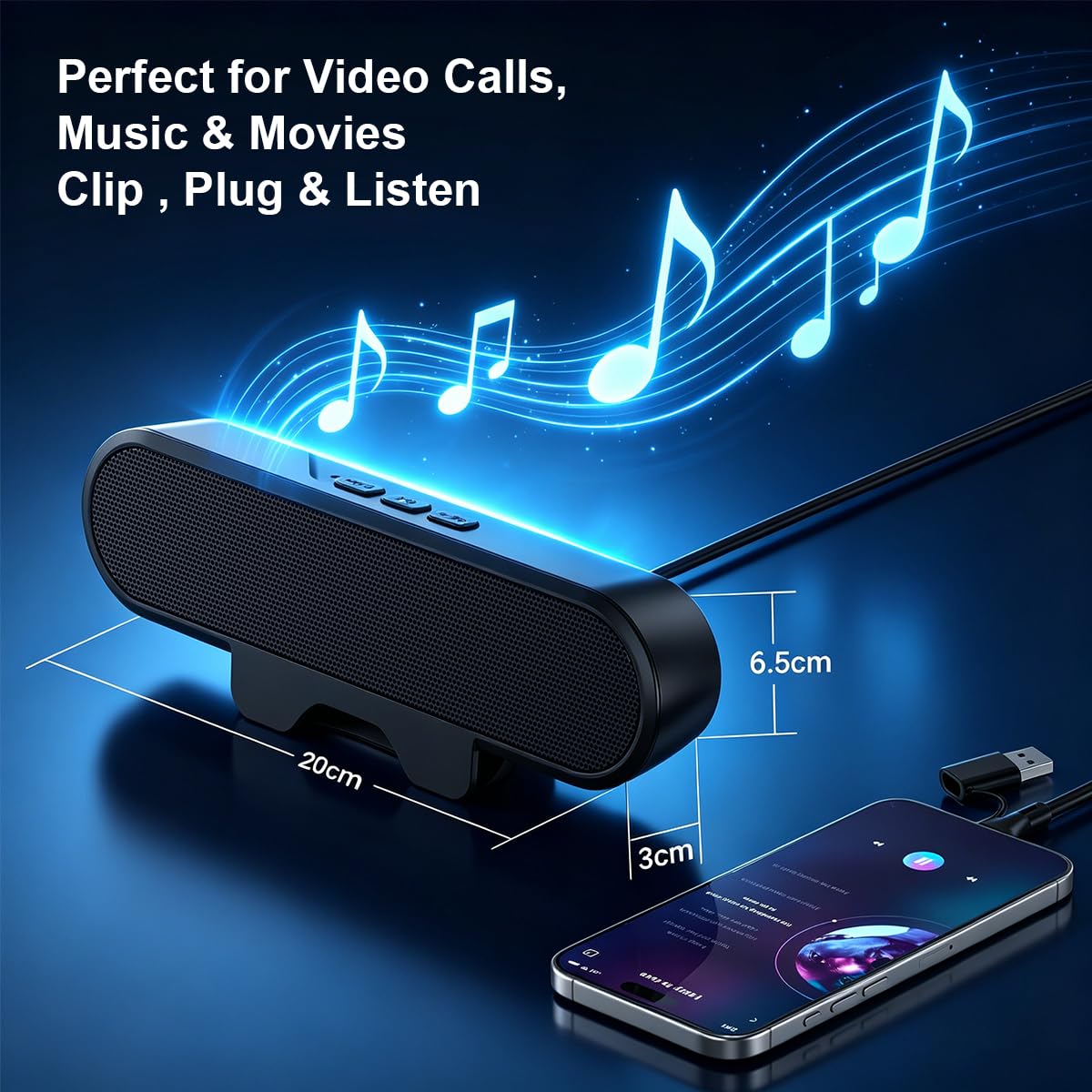ZORBES Clip-On Speaker for Desktop PC