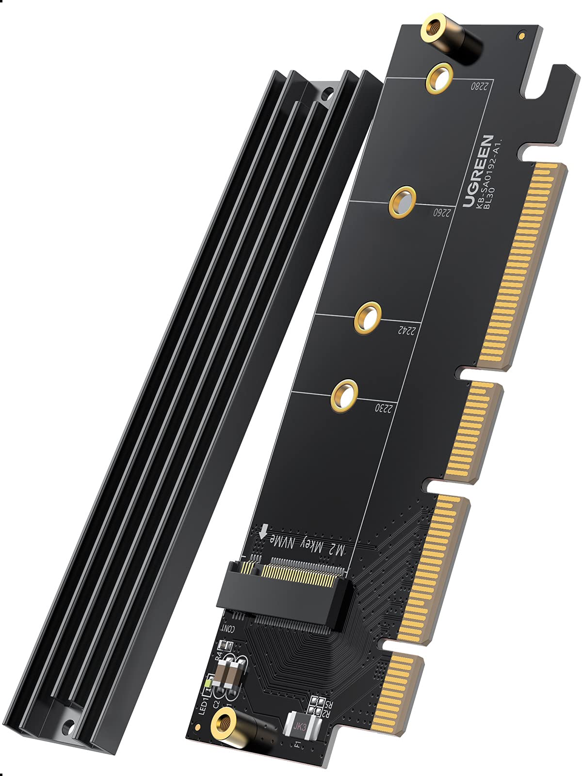 ZORBES® PCIe 4.0 M.2 NVMe Adapter 64Gbps with Heat Sink for NVMe AHCI SSD 2280 2260 2242 2230 Compatible with PCIe X16 X8 X4 for PC Upgrade