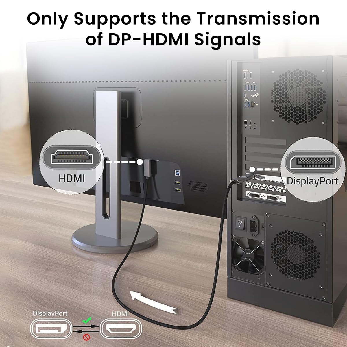 Verilux DisplayPort to HDMI Adapter for Monitors and TVs with 4K 3840x2160 Support | Plug and Play Connector