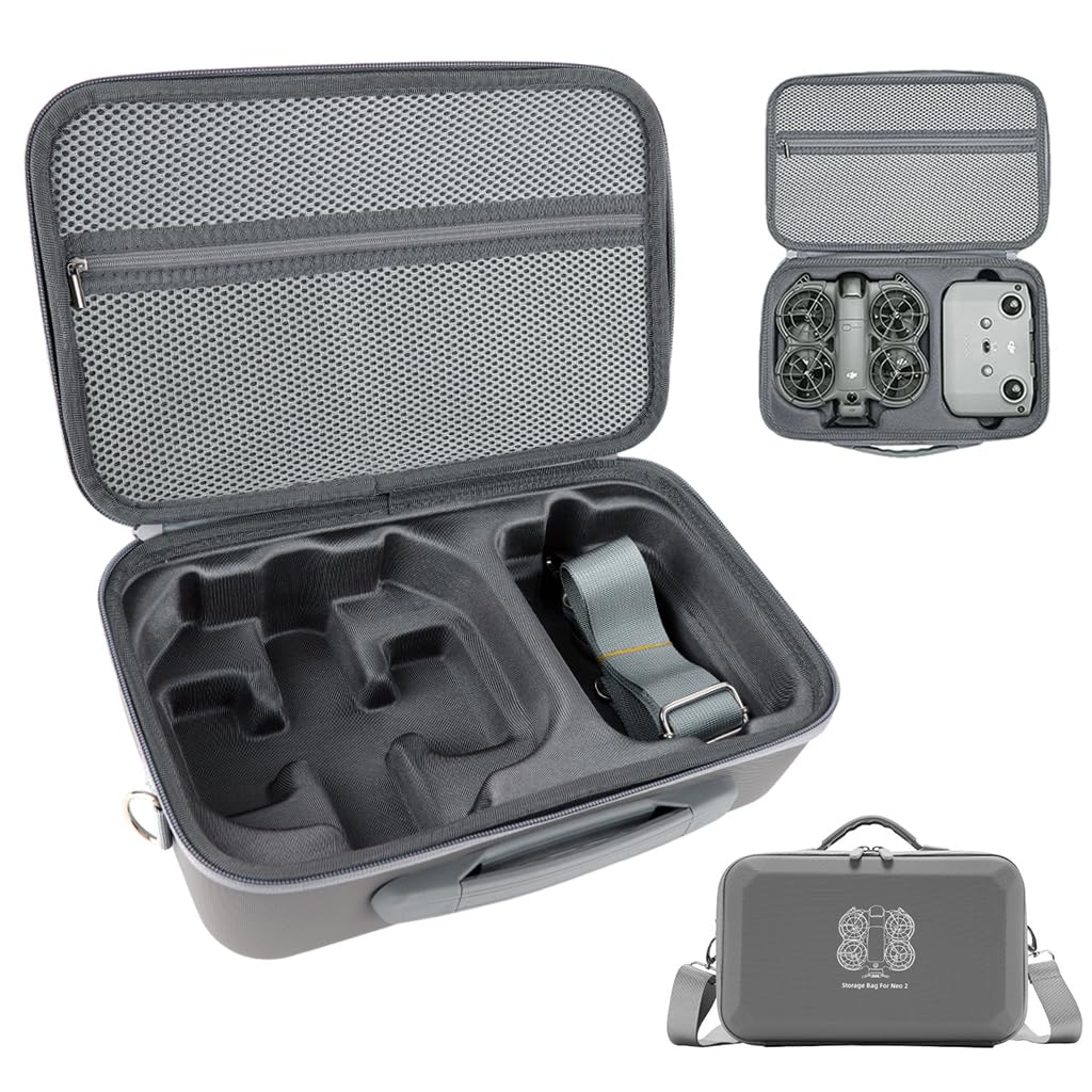 ZORBES® Compatible with DJI NEO 2 Drone, Custom-Mold Drone Storage Case Bag Shoulder Carry Bag with Handle, Built in Mesh Pocket, Waterproof Anti-Scratch PU Drone Accessories