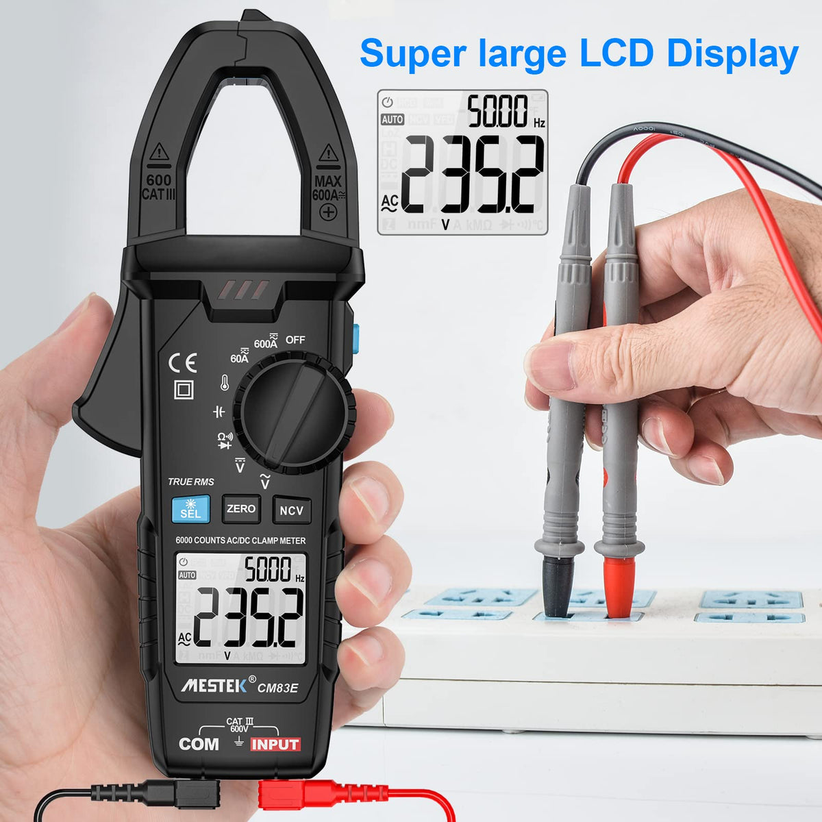 Verilux Multimeter Digital Clamp Meter AC DC Digital Voltmeter Auto-ranging NCV Amp Ohm Volt Meter Measures AC Current, AC/DC Voltage, Capacitance, Resistance, Diodes, Continuity Frequency Electrican Tools