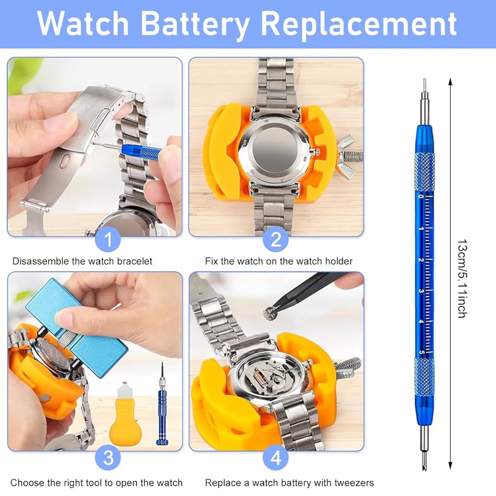 Serplex® Watch Repair Kit Watch Repair Screwdriver Set for Battery Replacement, Strap Adjustment, Back Case Opening Multipurpose Essential Tools for Watch Repair Kit with Tool Bags
