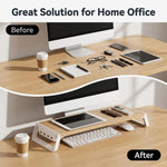 ZORBES Wooden Monitor Stand Riser with 4 USB Ports & Under-Desk Storage