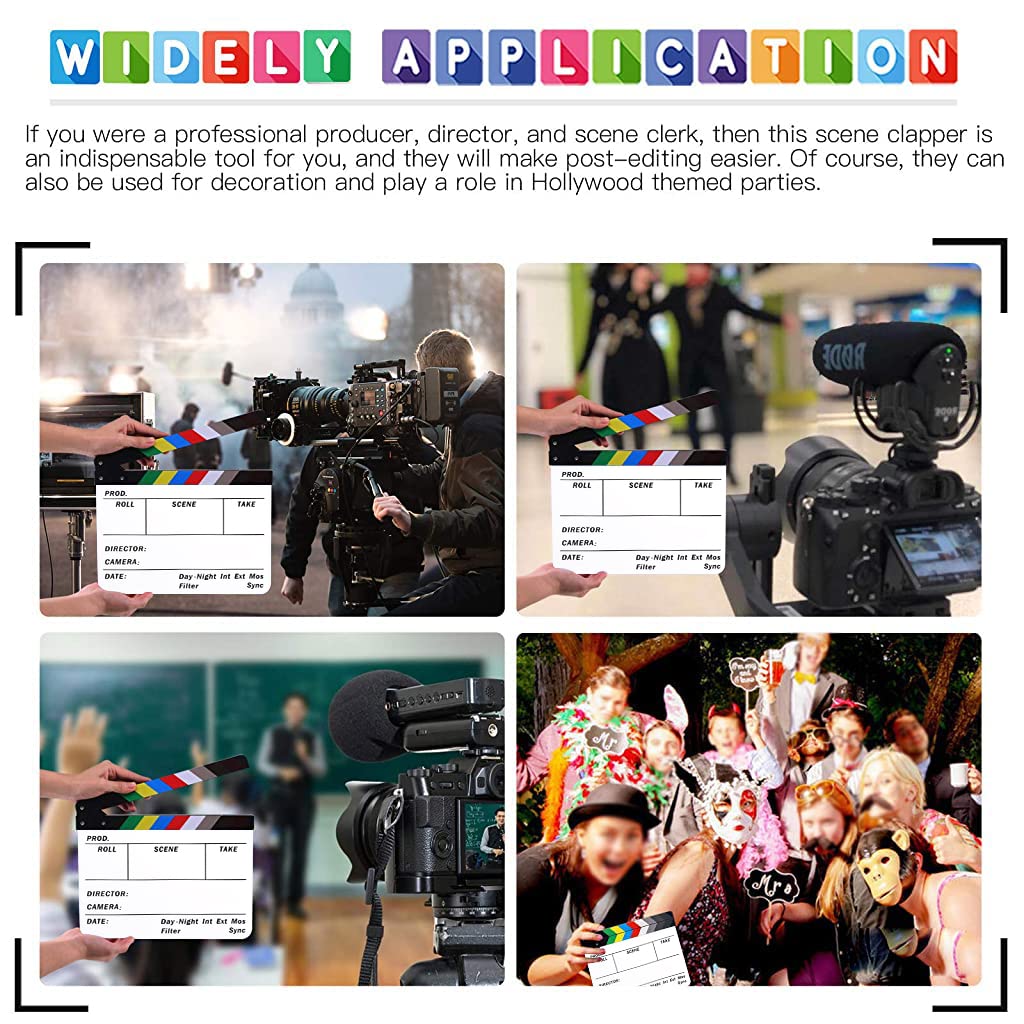 Verilux Clapper Board for Filmmaking and Photography with Magnetic Strips | 12x10in Acrylic Slate