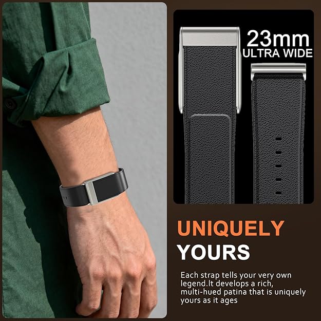 ZORBES® PU Leather Replacement Band for Whoop 5.0 Life Fitness Tracker, Adjustable Soft Faux Leather Wrist Strap with Metal Clasp, Fashion Business Fitness Watch Band for Men