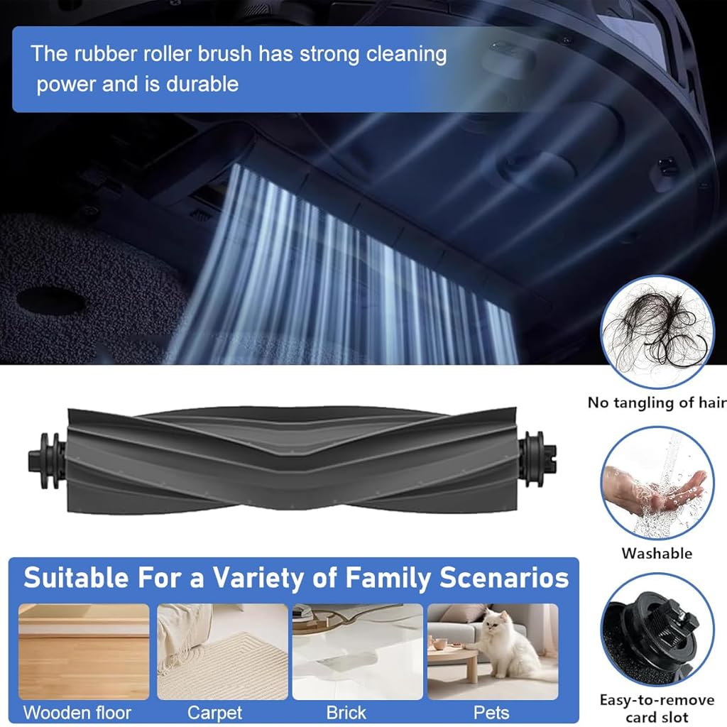 Verilux® Replacement Parts Accessories Main Brush Compatible with Dreame S10 Pro Plus L10S Ultra W10S B101CN Mijia 2Pro X10 X40 Vacuum Cleaner 2PCS