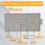 PU Leather Multi-Function Car Space Sun Visor Organizer Hanging(Grey)