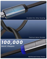 Verilux Type C to Type C Cable for Travel with Magnetic Head Design, 3.3 ft Nylon Braid | 4 in 1 Fast Charging and Data Sync