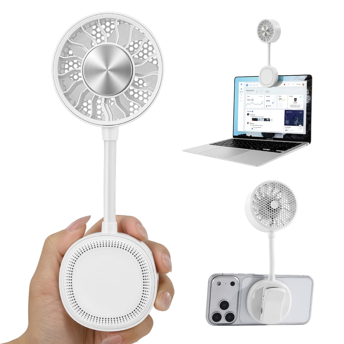 ZORBES® S ZORBES Phone Fan & Portable Handheld Ice Fan,360° Clip on Rechargeable with 3 Speeds & Ice Cooling