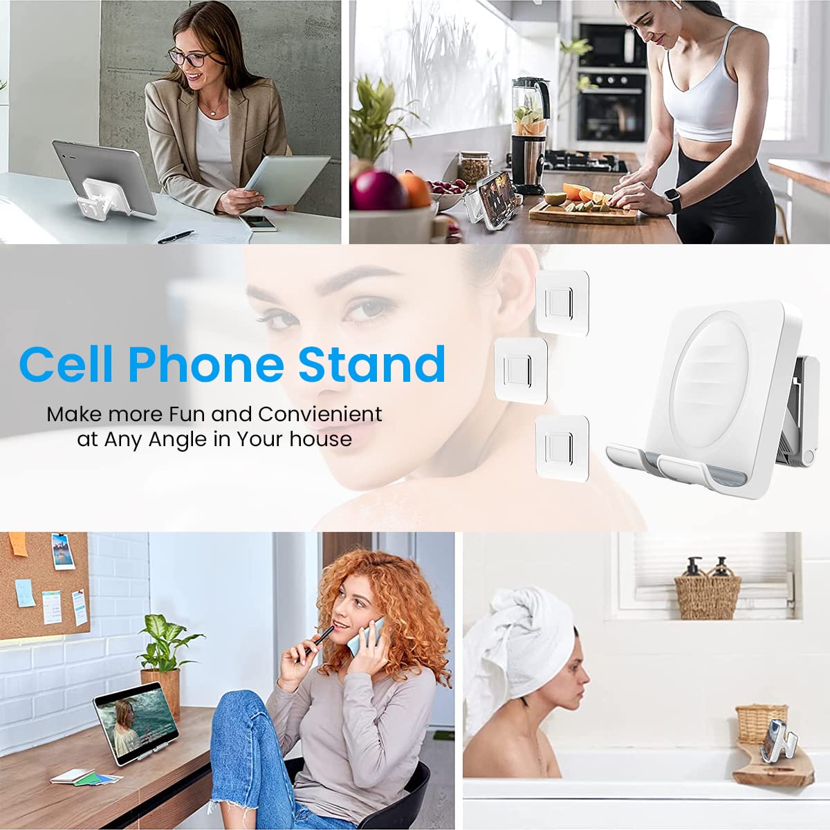 ZORBES® Mobile Stand Retractable Phone Stand Wall Mounted Phone Holder Mobile Stand for Table Mobile Phone Stand for Phone, Tablet, Self Adhesive Wall Phone Holder for Bathroom, Toilet, Bedroom