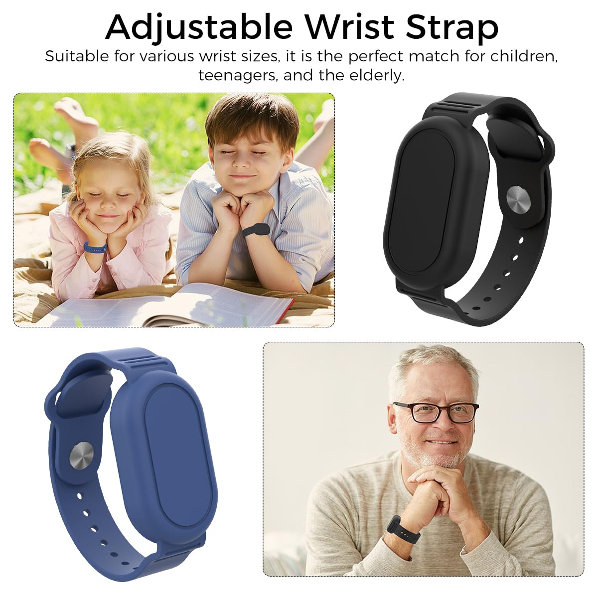 ZORBES® Silicone SmartTag 2 Bracelet for Samsung Galaxy SmartTag 2 Waterproof Silicone Wristband Cover Protective Case for SmartTag 2 for Backpack, Kids, Elders, Luggage, Pets 2Pcs (Black+Blue)