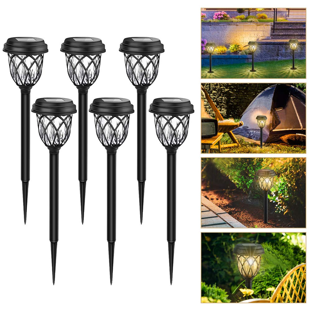 Verilux Solar Light for Home New 6 Pack Rechargeable Solar Garden Lights Outdoor with Double Waterproof, LED Solar Path Lights for Landscape Patio, Yard, Auto On/Off Dusk to Dawn