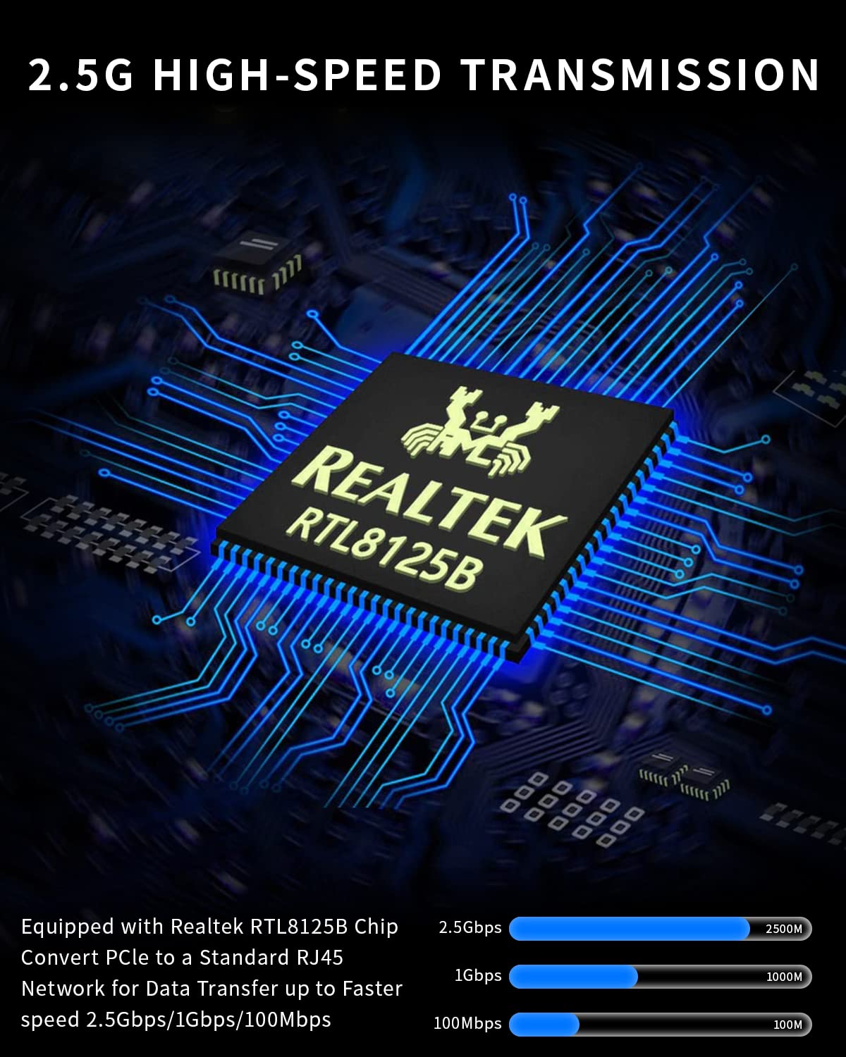 Verilux 2.5GBase T PCIe Network Adapter for Windows Linux and Mac featuring RJ45 Port | Supports 10 100 1000 2.5Gbps Full Duplex Flow Control