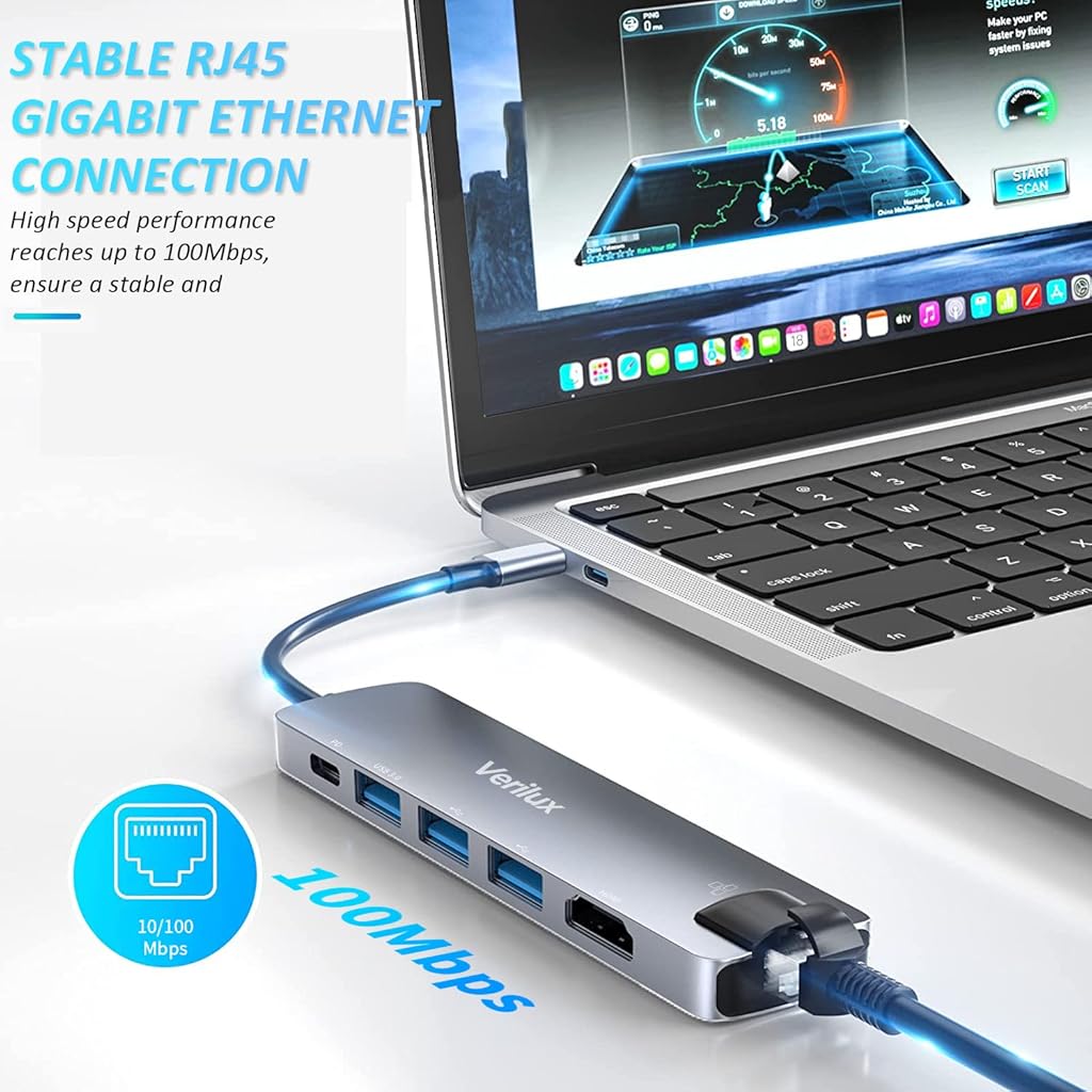 6 in 1 USB C Hub 4K HDMI Output